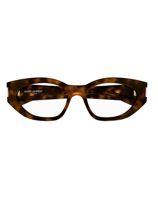 Saint Laurent Brown Cat-Eye Frame Glasses
