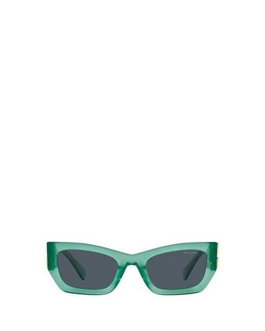 Miu Miu Green Rectangular Frame Sunglasses