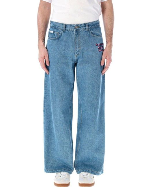 Rassvet (PACCBET) Blue Slogan Embroidered Baggy Jeans for men