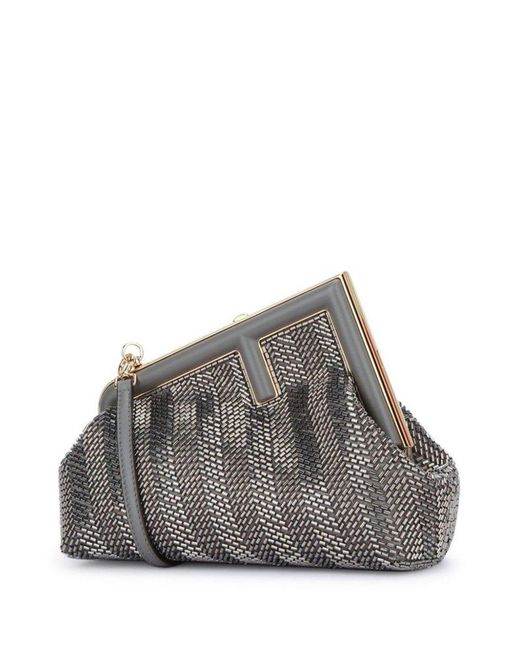 Fendi Gray First Clutch Bag