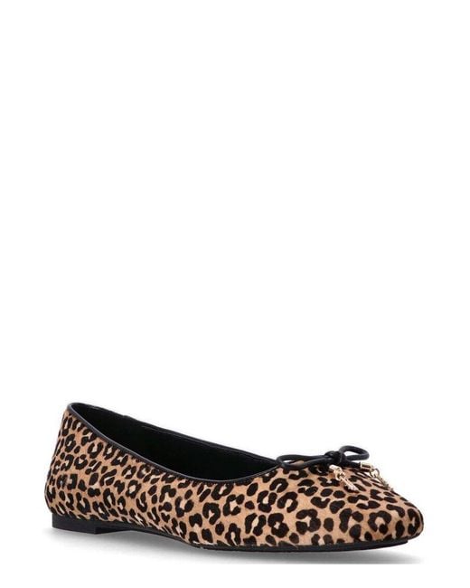 Michael Kors Brown Michael Nori Leopard Printed Ballet Flat Shoes