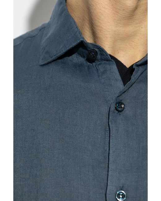 Paul & Shark Blue Linen Shirt for men