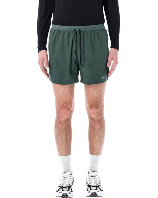 Nike Green Logo Printed Drawstring Shorts for men