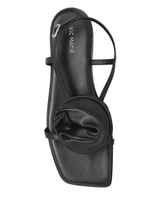 Vic Matié Black Floral Applique Singback Sandals