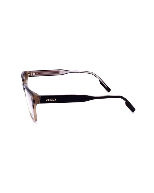 Zegna Black Rectangular Frame Glasses for men