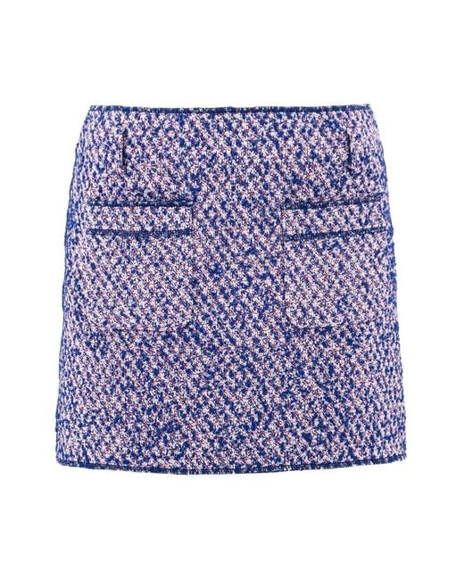 Philosophy Di Lorenzo Serafini Purple Contrasting-Stitch Tweed Miniskirt