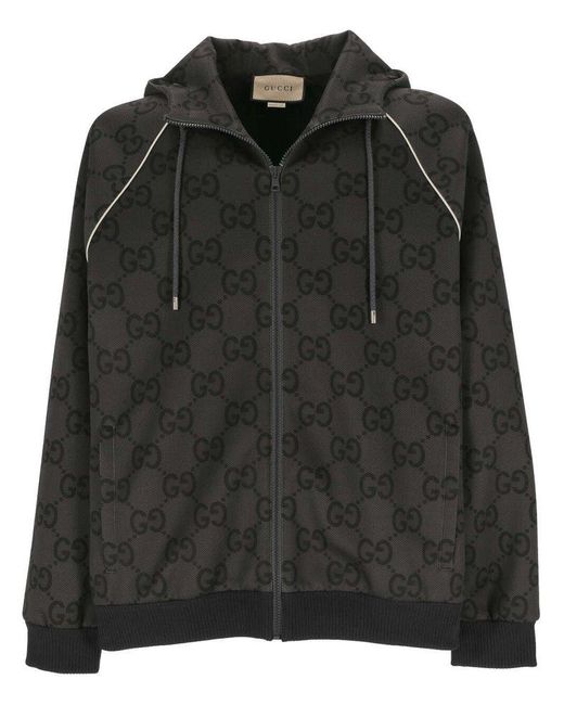 Gucci Black Jumbo GG Zipped Jacket for men