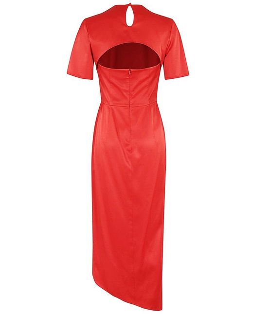 Moschino Red Jeans Cut-out Asymmetric Midi Dress