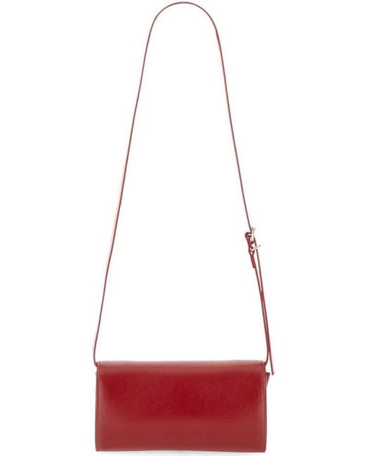 Jil Sander Red All-Day Logo Stamp Shoudler Bag