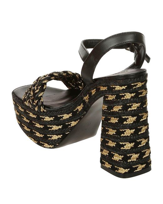Castaner Black Woven Block-heel Ankle Strap Sandals