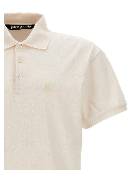 Palm Angels White 'Monogram' Polo Shirt for men