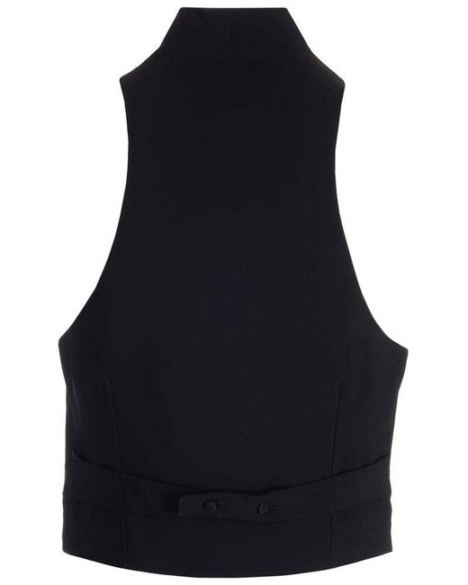 Ferragamo Black Double-breasted Sleeveless Waistcoat for men