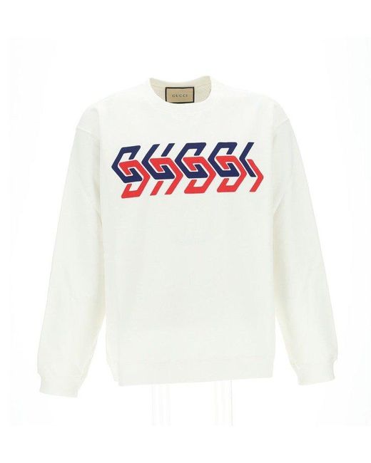 Gucci White Mirror Logo-printed Sweatshirt for men