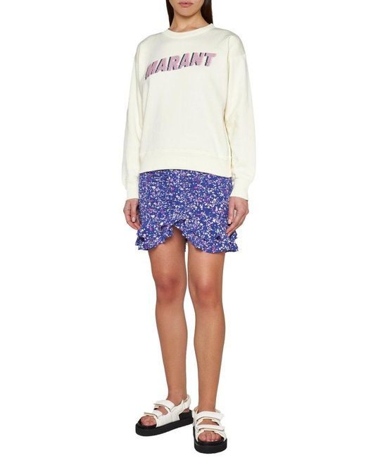 Isabel Marant White Logo Printed Crewneck Jumper