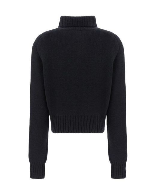 Khaite Blue Jovie Turtleneck Cropped Jumper