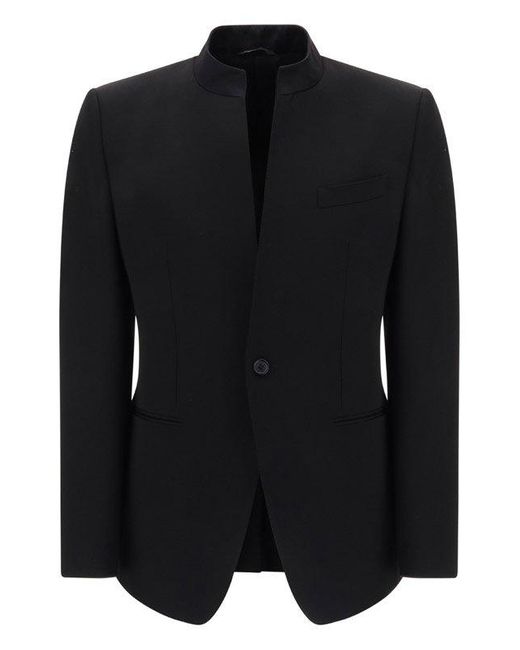 Dolce & Gabbana Wool Collarless Sicilia-fit Jacket in Black for Men | Lyst