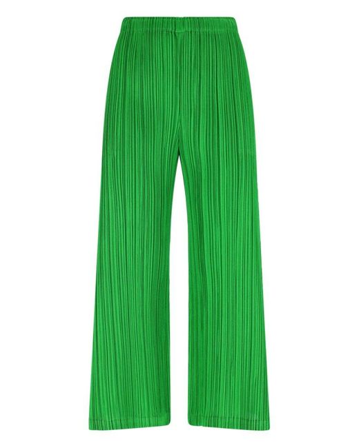 Pleats Please Issey Miyake Green February Pleated Pants