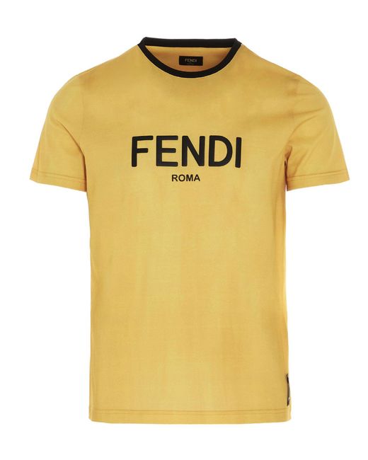 Fendi Yellow Cotton T-shirt for men