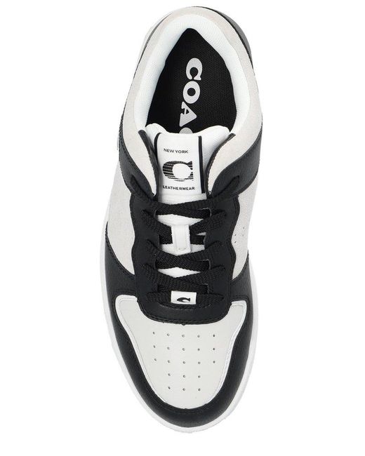COACH Logo Detailed Lace-up Sneakers in Black | Lyst