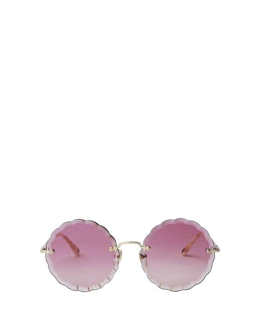 Chloé Purple Round Scalloped Frame Sunglasses