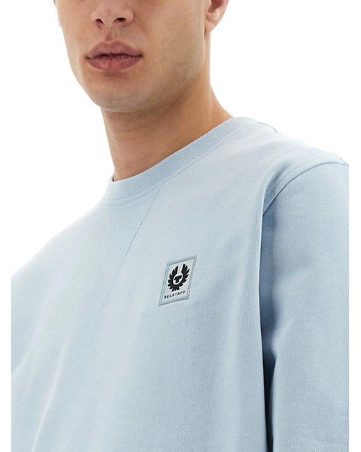 Belstaff Blue Logo Patch Crewneck Sweater for men