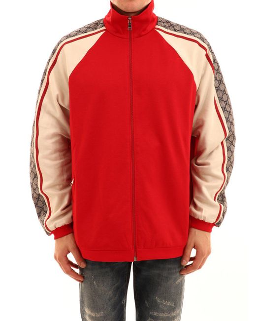 Gucci GG Stripe Technical Jersey Jacket in Red for Men Lyst