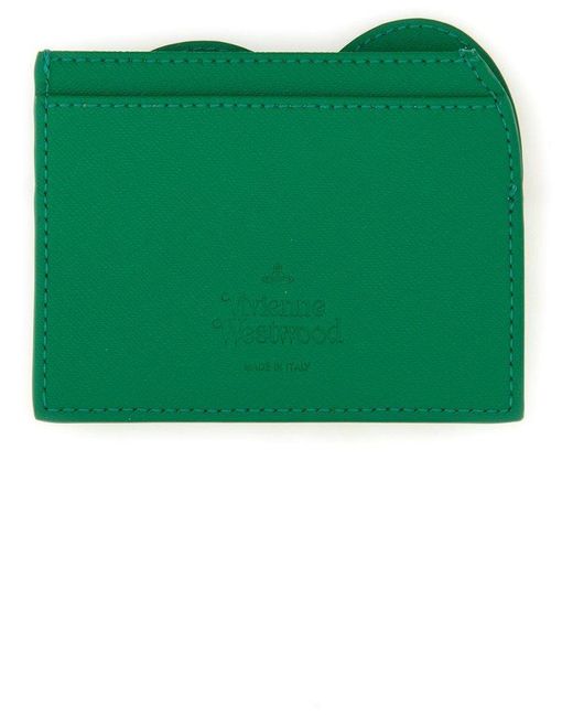 Vivienne Westwood Green Card Holder With Orb Embroidery