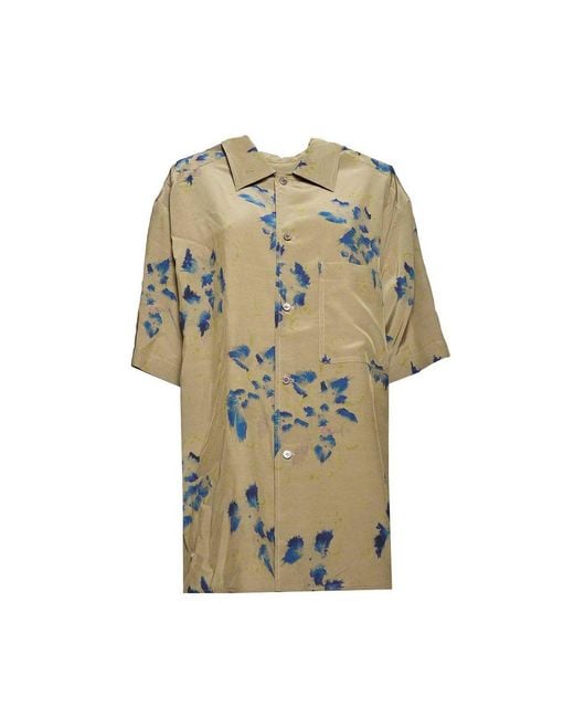 Lemaire Natural Floral Printed Short-sleeved Shirt for men