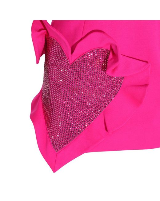 Area Pink Fuchsia Heart Ruffle Mini Dress