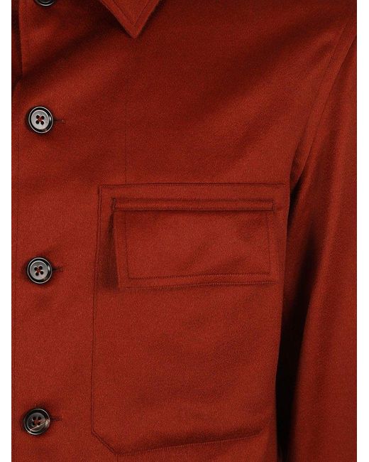Zegna Red Cargo Buttoned Shirt for men