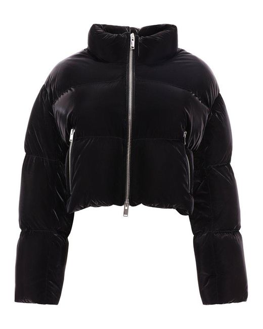 Khaite Synthetic Cropped Zip-up Puffer Jacket in Black | Lyst