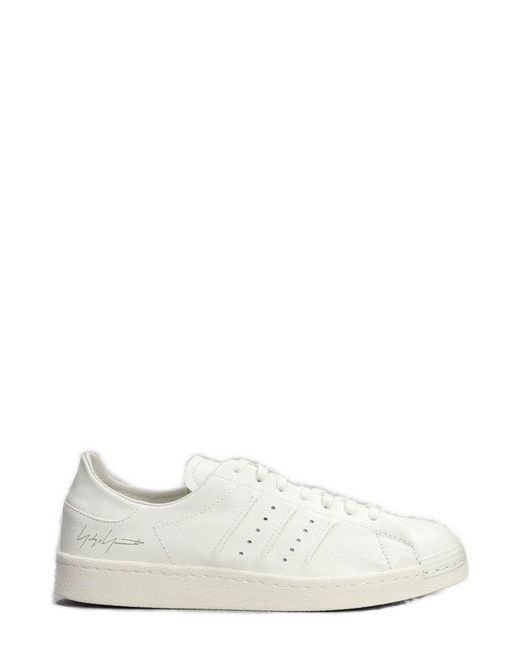 Y-3 White Superstar Lace-up Leather Sneakers for men