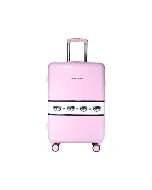 Chiara Ferragni Pink Eye Like Logo Suitcase