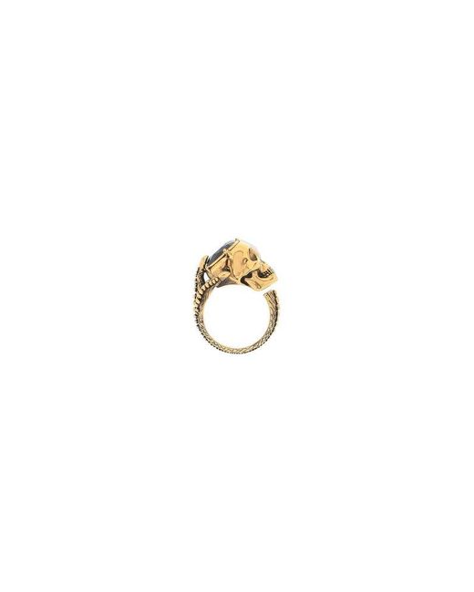 Alexander McQueen Metallic Skull Embellished Ring for men