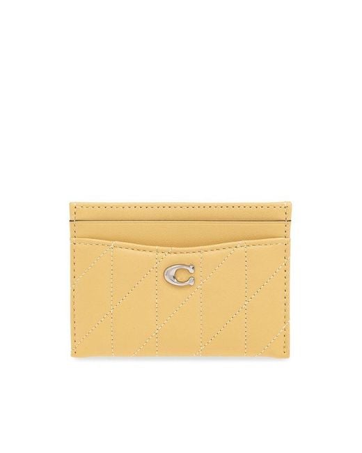 COACH Yellow Essential Card Case With Pillow Quilting