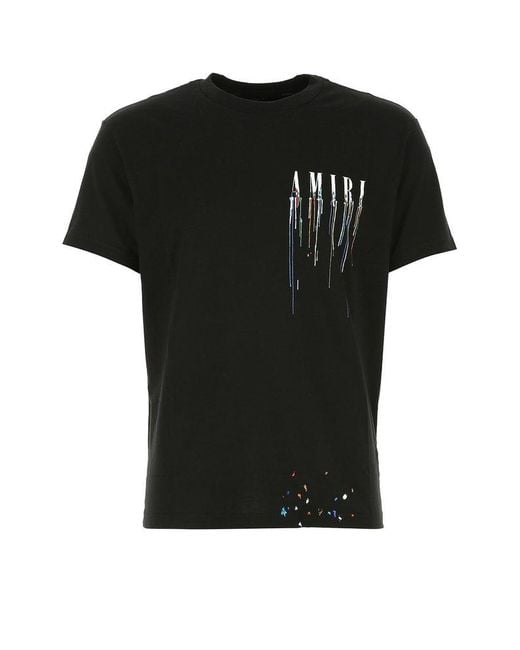 Amiri Cotton Paint Drip Logo Crewneck Tshirt in Black for Men Lyst