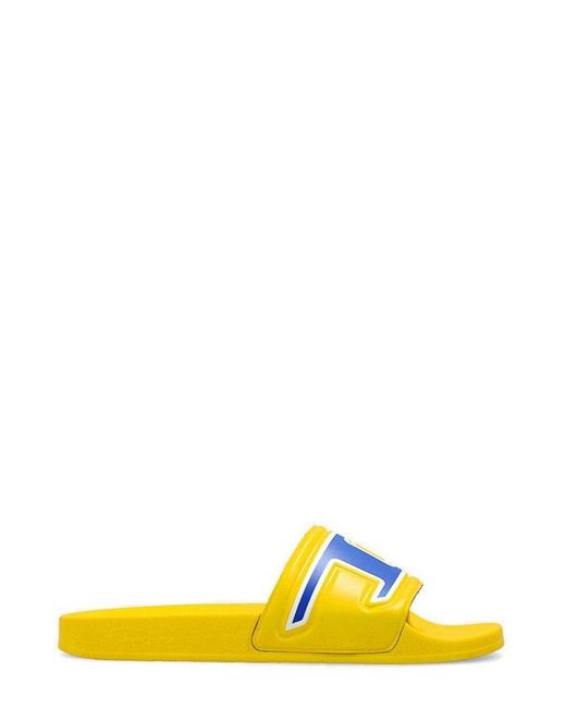 DIESEL Yellow Sa Mayemi D Logo Detailed Slides for men