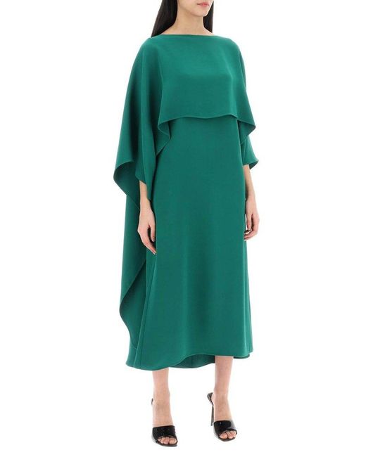Valentino Green Ruffled Cape Dress