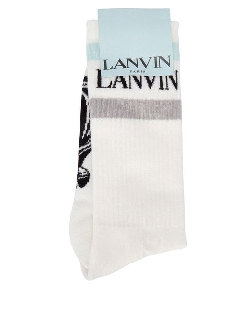 Lanvin Black Logo Intarsia Striped Socks