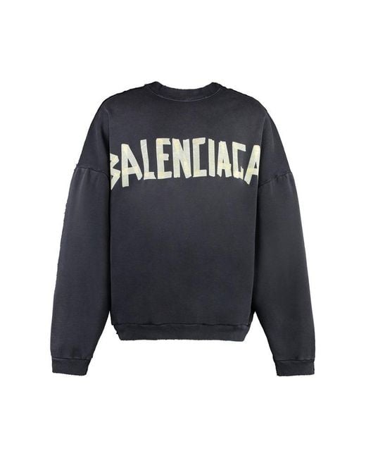 Balenciaga Blue Logo Printed Crewneck Sweatshirt for men