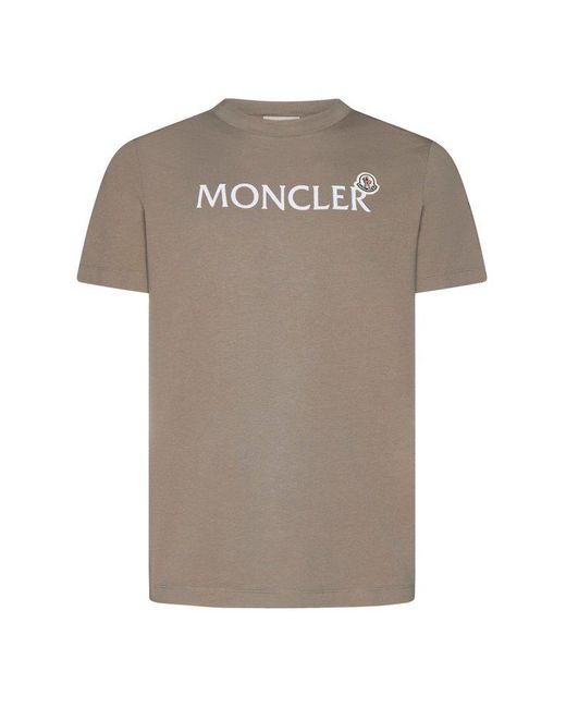 Moncler Gray Logo Patch Crewneck T-shirt for men