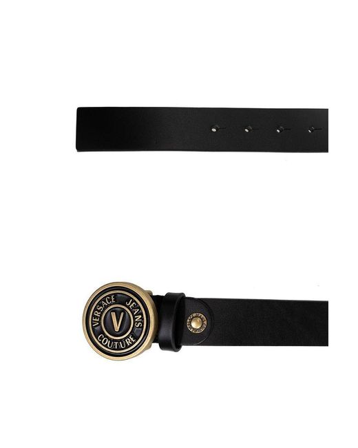 Versace Black Logo Plaque Buckle Belt