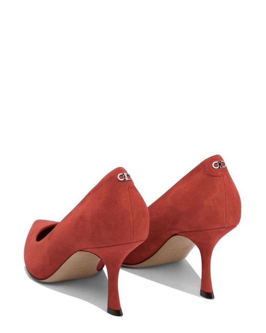 Ferragamo Red Elydea Pointed-Toe Pumps