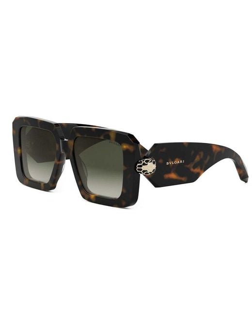 BVLGARI Brown Serpenti Forever Rectangular Frame Sunglasses