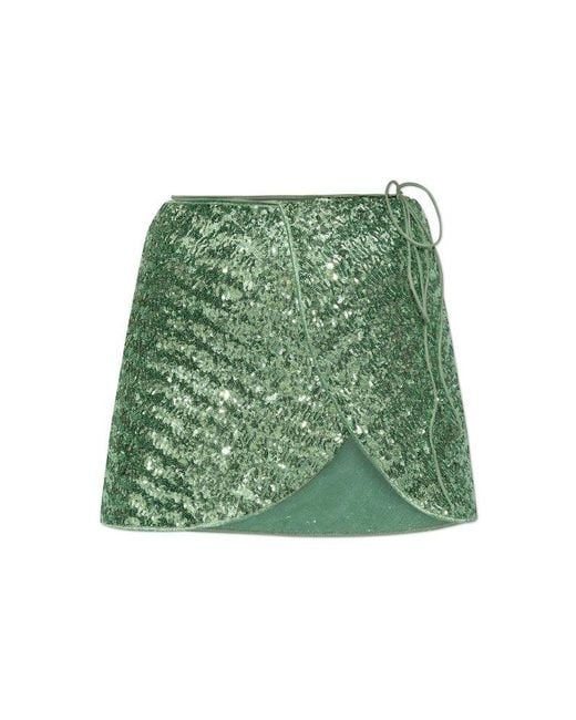 Oseree Green Sequin Skirt,