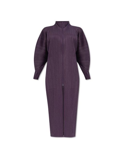 Pleats Please Issey Miyake Purple November Pleated Coat