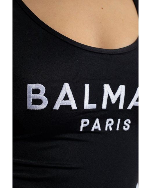 Balmain Black Logo Swimsuit