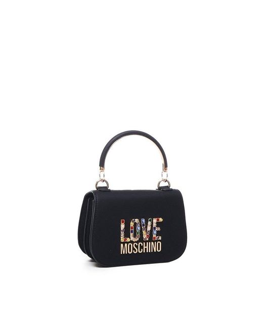 Love Moschino Blue Logo-embellished Top Handle Bag