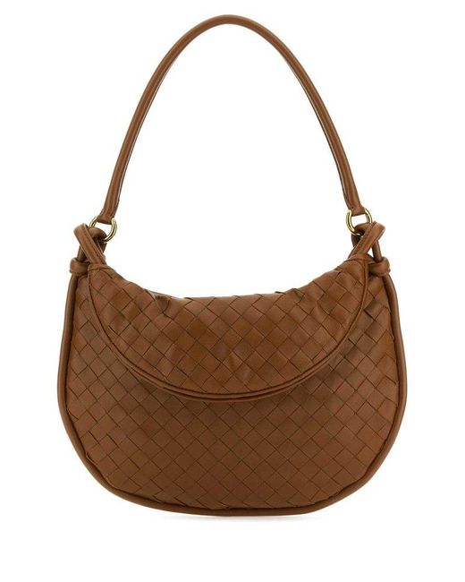 Bottega Veneta Brown Caramel Leather Medium Gemelli Shoulder Bag