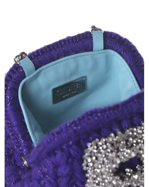 Gedebe Blue Mini Mama Embellished Interwoven Shoulder Bag